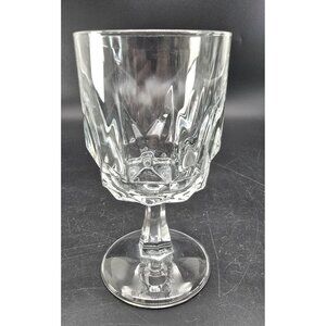 Arcoroc France Clear Glass Goblet Wine Water Glass 5.75 Diamond Pattern DH1375